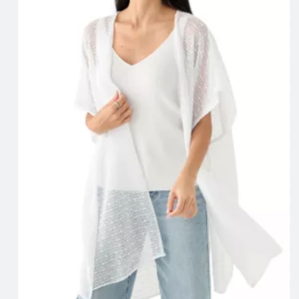 Vince Camuto White Sheer Kimono / Cover-Up